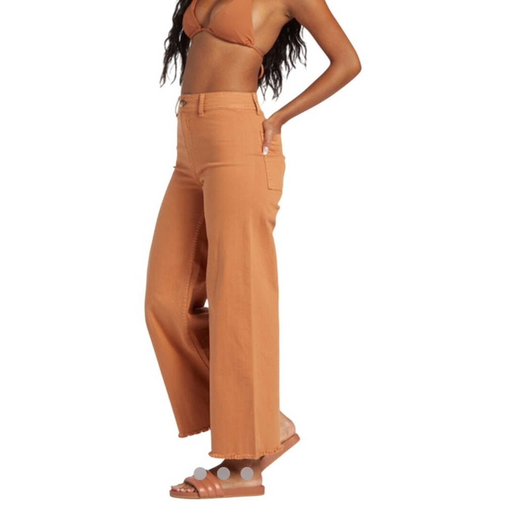 Billabong FREEFALL FIXED WAIST TROUSERS Wide‎ Leg Crop Pants TOFFEE WOMEN 31 - Picture 14 of 14